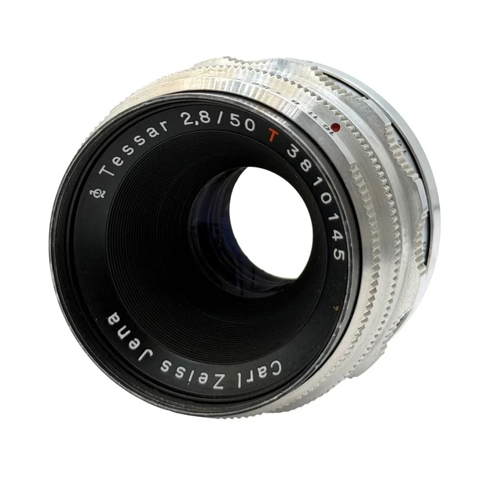 Carl Zeiss Jena Tessar 50mm f2.8 Red T Vintage M42 Lens Silver Germany 3810145